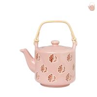 Theepot met bloemen - roze - diverse varianten - 1 liter