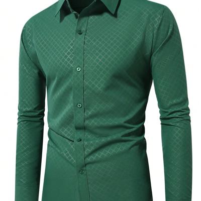 Bon&Bon Homme Men's White Long Sleeve Button Up Work Shirt - Regular Fit Green / L