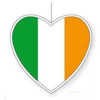 Ierland vlag hangdecoratie hartjes vorm karton 14 cm - Hangdecoratie