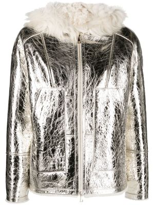 Yves Salomon veste en cuir à effet métallisé - Argent