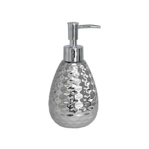 Zeeppompje/dispenser zilver glanzend metaal 8 x 17 cm   -