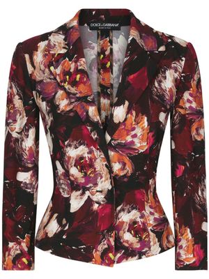 Dolce & Gabbana blazer ajusté à fleurs - Rouge