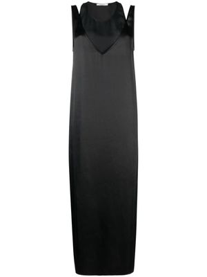 Gauchère robe mi-longue en soie à design superposé - Noir