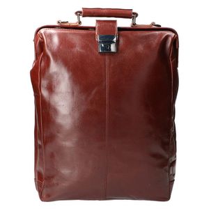 Leather Design Leren Rugzak / Schoudertas Groot 15.6'' Cognac