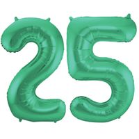 Leeftijd feestartikelen/versiering grote folie ballonnen 25 jaar glimmend groen 86 cm - Ballonnen - thumbnail