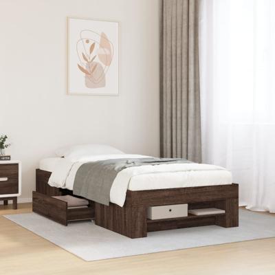 Bedframe zonder matras bewerkt hout bruin eikenkleur 75x190 cm