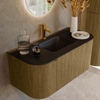 Badmeubel Mondiaz Kurve | 100 cm cm | Meubelkleur Dusk | Wastafelkleur Urban | Solid surface | Wasbak midden spoelbak | 1 kraangat