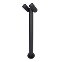 Aspen Dubbel LED sokkellamp - 60cm - Kantelbaar - IP65 waterdicht - 2x GU10 fitting - Padverlichting - Tuinspot - Zwart - Staande buitenlamp