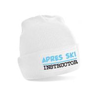 Wintersport muts voor dames - apres ski instructor - wit - one size - volwassenen - beanie Wintersport muts voor dames - apres ski instructor - wit - one size - volwassenen - beanie