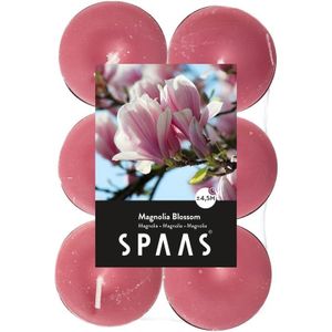 12x Geurtheelichtjes Magnolia Blossom/roze 4,5 branduren