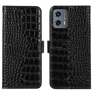 Motorola Moto G (2023) Crocodile Series Wallet Leren Hoesje met RFID - Zwart