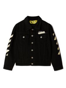 Off-White Kids veste en jean à motif Paper Tape Arrow - Gris