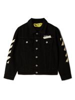 Off-White Kids veste en jean à motif Paper Tape Arrow - Gris