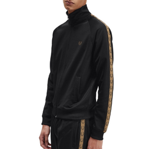 Fred Perry - Contrast Tape Trainingsjack - Zwart/ Shaded Stone