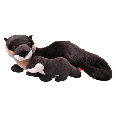 Wild Republic Pluche Otter - met jong - 36 cm - dieren familie - rivier otter knuffel