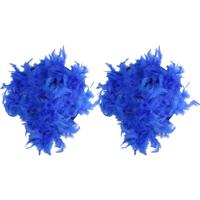 Boa kerstslingers - 2x st - blauw - 180 cm - veren - kerstboomversiering