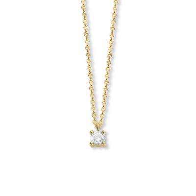 Ketting Geboortesteen April Zirconia wit geelgoud 40 - 42 - 44 cm