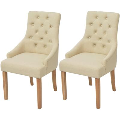 Eetkamerstoelen 2 st stof crèmekleurig