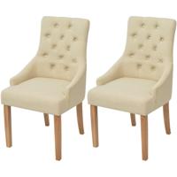 Eetkamerstoelen 2 st stof crèmekleurig