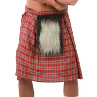 Rode Schotse rokken met bontje voor heren One size  -