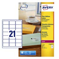 Etiket Avery L7560-25 63.5x38.1mm transparant 525stuks - thumbnail