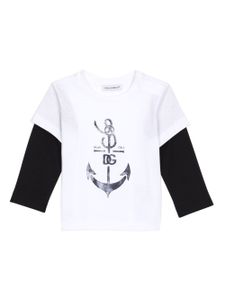 Dolce & Gabbana Kids DG anchor-print cotton T-shirt - Blanc