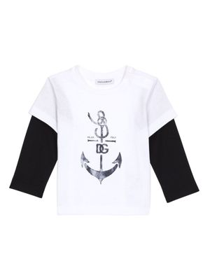 Dolce & Gabbana Kids t-shirt en coton à imprimé DG Anchor - Blanc