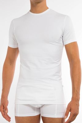 Claesens T-shirt O-hals stretch 2-pack wit