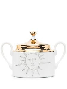 Fornasetti sucrier en porcelaine à imprimé graphique - Blanc