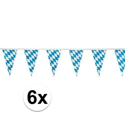 Beieren Oktoberfest vlaggenlijn - 6x - blauw/wit - 10 meter - kunststof - vlaggetjes versieringen
