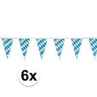 Beieren Oktoberfest vlaggenlijn - 6x - blauw/wit - 10 meter - kunststof - vlaggetjes versieringen