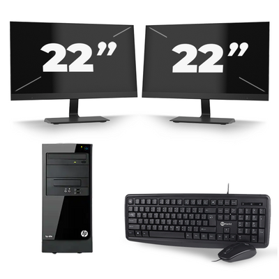 HP Elite 7300 Micro Tower - Intel Core i5-2e Generatie - 8GB RAM - 240GB SSD - Windows 10 + 2x 22 inch Monitor