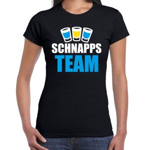 Apres ski t-shirt Schnapps team zwart dames - Wintersport shirt - Foute apres ski outfit