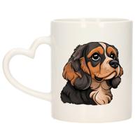 Cadeau mok voor honden liefhebbers - Cavalier King Charles - hartje - Cartoon - keramiek - 300 ml