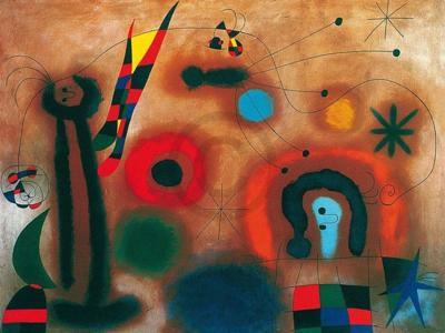 Kunstdruk Joan Miro - Libelle mit roten Flügeln 80x60cm