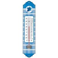 Metalen thermometer Alpen 29 cm blauw voor gebruik binnen en buiten