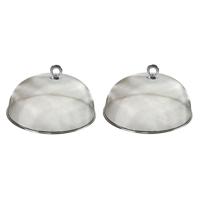 Cosy & Trendy Voedselkap - Set van 5x stuks - rond - 30 cm - grijs - metaal - vliegenkap - tegen ins