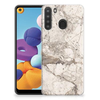 Samsung Galaxy A21 | TPU | Siliconen hoesje | Marmer Beige