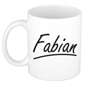 Naam cadeau mok / beker Fabian met sierlijke letters 300 ml