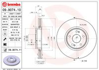 Remschijf BREMBO, Remschijftype: Binnen geventileerd, u.a. für Renault