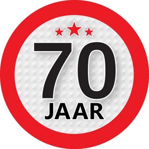 70 jaar leeftijd sticker - rond - Dia 9 cm - 70 jaar verjaardag/jubileum/leeftijd versiering