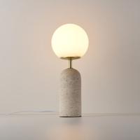 Tafellamp Naeva travertino s - E27-fitting - 25W - IP20 voor binnen - Witte bol - Voet van travertin - Kleine versie