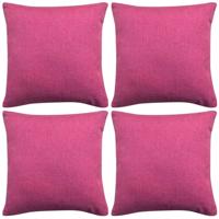 VidaXL Kussenhoezen 4 stuks linnen look roze 40x40 cm VidaXL Kussenhoezen 4 stuks linnen look roze 40x40 cm