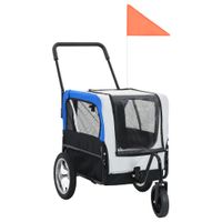 VidaXL Fietstrailer en kinderwagen 2-in-1 grijs en blauw - thumbnail