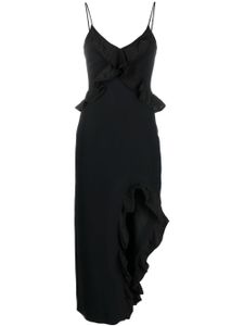 David Koma robe volantée à fines bretelles - Noir