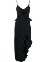 David Koma robe volantée à fines bretelles - Noir
