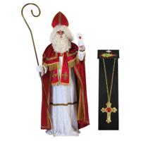 Funny Fashion Sinterklaaspak - verkleedkleding kostuum - inclusief kruis ketting met rode steen Funny Fashion Sinterklaaspak - verkleedkleding kostuum - inclusief kruis ketting met rode steen