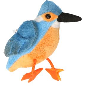 Pluche ijsvogel knuffel - 13 cm - vogels - blauw/oranje - dieren knuffels