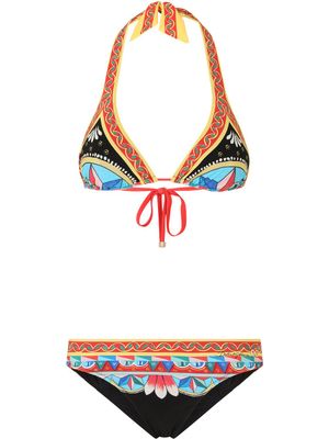 Dolce & Gabbana bikini à imprimé Carretto - Noir