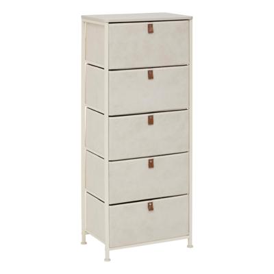 5FIVE Opbergkast Pisa - 5 mandjes - beige - 45 x 30 x 114 cm - metaal/hout/stof - opbergen 5FIVE Opbergkast Pisa - 5 mandjes - beige - 45 x 30 x 114 cm - metaal/hout/stof - opbergen